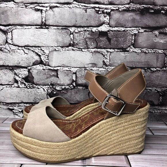 Sam Edelman Dimitree Putty Dark Ankle Strap Espadrille Wedges Women’s Sz 9.5M US - Picture 10 of 16